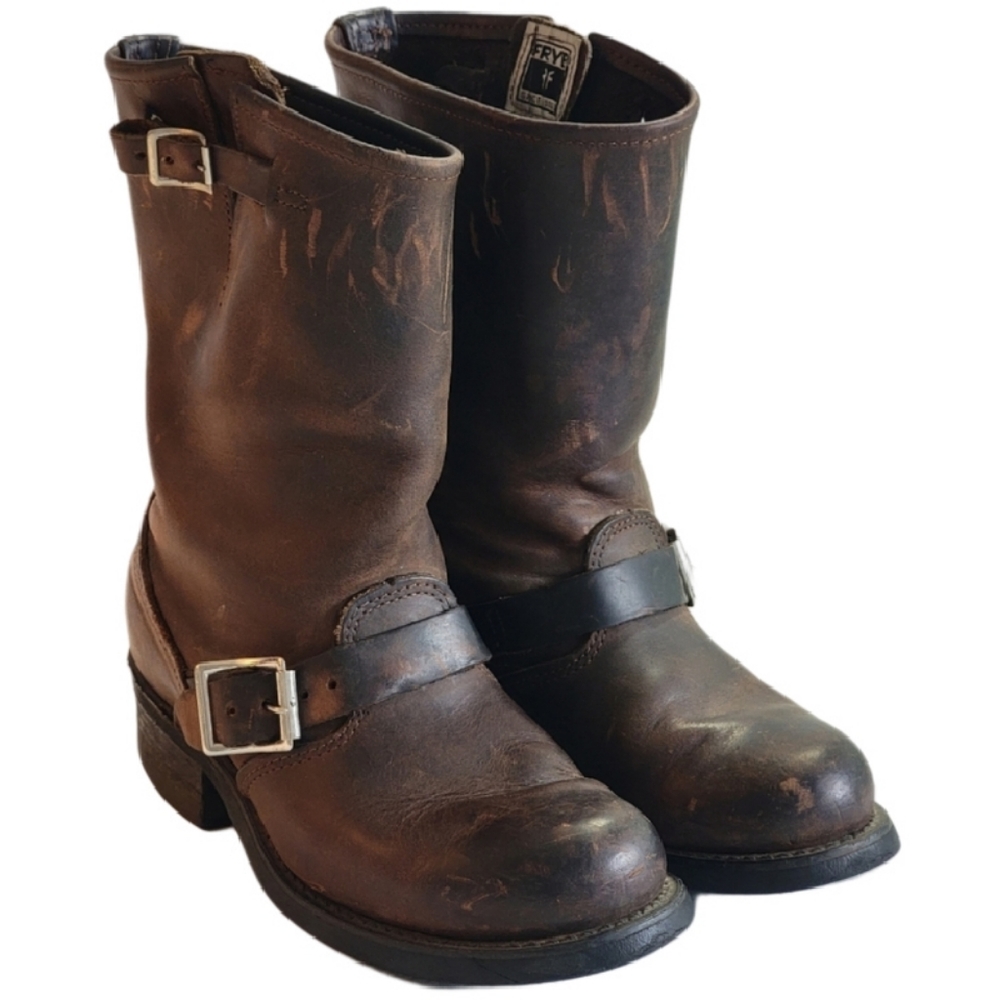 MOTO FRYE BIKER WOMENS BOOTS WITH BUCKEL